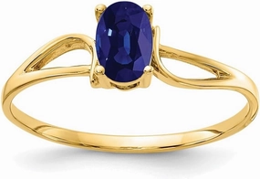 IceCarats 14K Solid Yellow Gold Oval Blue Sapphire Ring Gemstone Band September Birthstone Jewelry