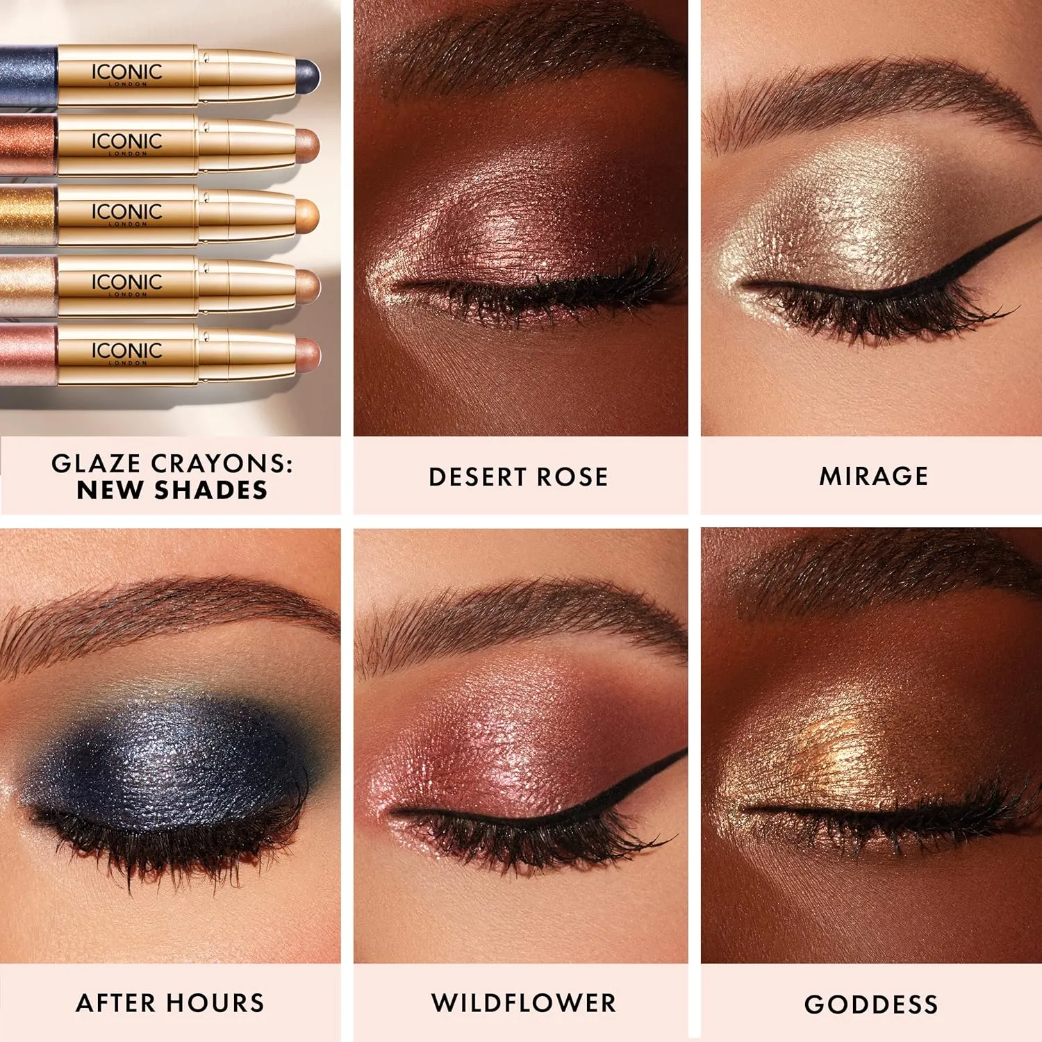 ICONIC LONDON Glaze Crayon | Dual Ended Eyeshadow Stick for Sparkling, Wet-Look Glazed Effect, Cruelty Free, Vegan Makeup