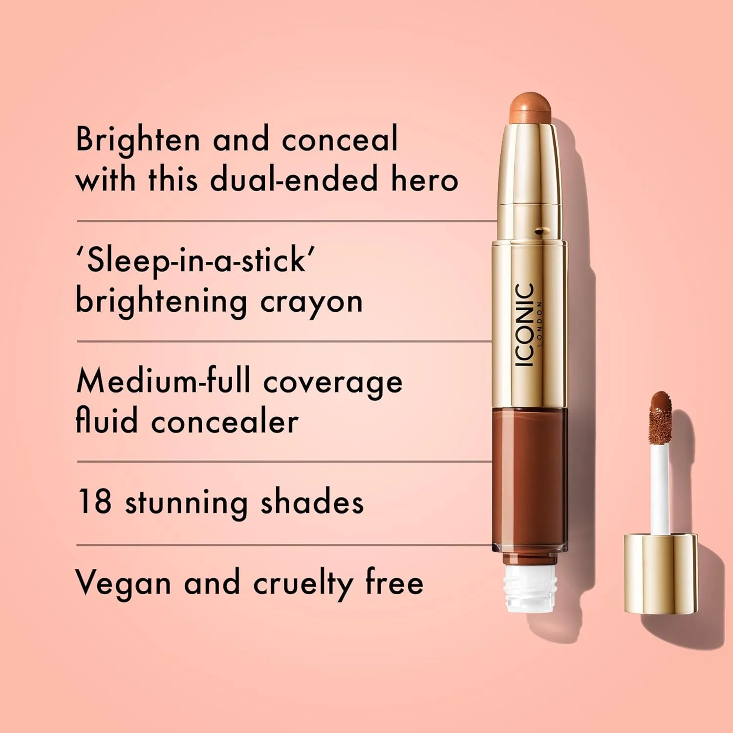 ICONIC LONDON Radiant Concealer & Brightening Duo | Creamy Liquid   Brightening Crayon Dual Ended Concealer, Cruelty Free, Vegan Makeup