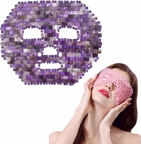 ideayard Jade Eye mask & Jade Face Mask 100% All Natural Jade Soothe Stone Rose Quartz Eye Mask Amethyst Facial Mask