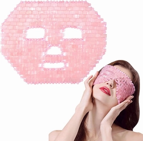 ideayard Rose Quartz Eye Mask & Face Mask Cooling Jade Eye Mask 100% All Natural Crystal Eye Mask for Facial