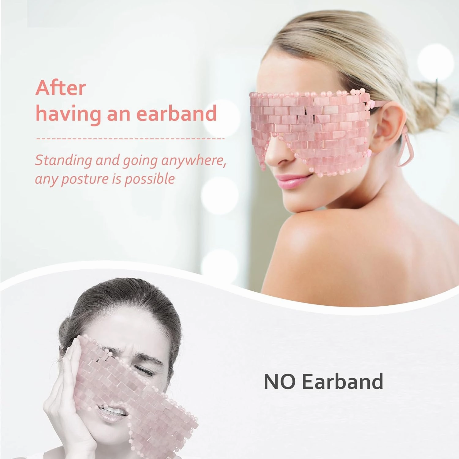 ideayard Rose Quartz Eye Mask, Cooling Eye Mask 100% All Natural Crystal Mask for Facial Puffy Eyes Reusable