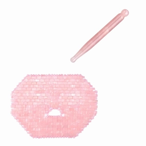 ideayard Rose Quartz Face Cold Mask & Acupressure Pen for Facial Skin Care-Deep Tissue 1Pcs Crystal Massage Tool-Point Massage Relief Pain Therapy Stone Tools Relaxing Trigger Self-Massage