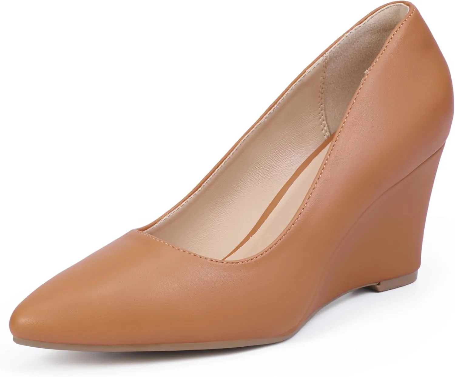 IDIFU IN3 Wedges for Women Closed Toe Pumps Low Heel Pointed Toe Work Wedding Bridal Office Formal Business Dress Casual Dressy Comfortable Trendy Fashion Shoes