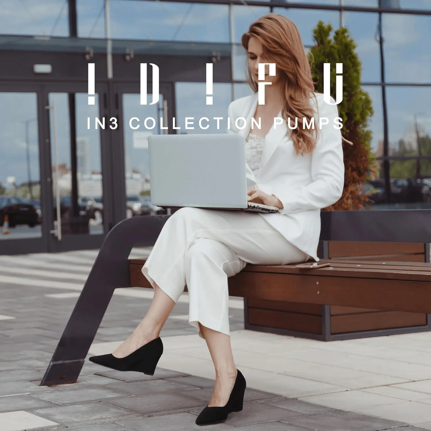 IDIFU IN3 Wedges for Women Closed Toe Pumps Low Heel Pointed Toe Work Wedding Bridal Office Formal Business Dress Casual Dressy Comfortable Trendy Fashion Shoes