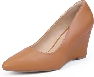 IDIFU IN3 Wedges for Women Closed Toe Pumps Low Heel Pointed Toe Work Wedding Bridal Office Formal Business Dress Casual Dressy Comfortable Trendy Fashion Shoes