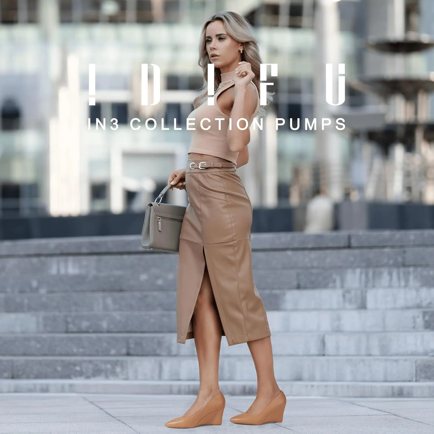 IDIFU IN3 Wedges for Women Closed Toe Pumps Low Heel Pointed Toe Work Wedding Bridal Office Formal Business Dress Casual Dressy Comfortable Trendy Fashion Shoes