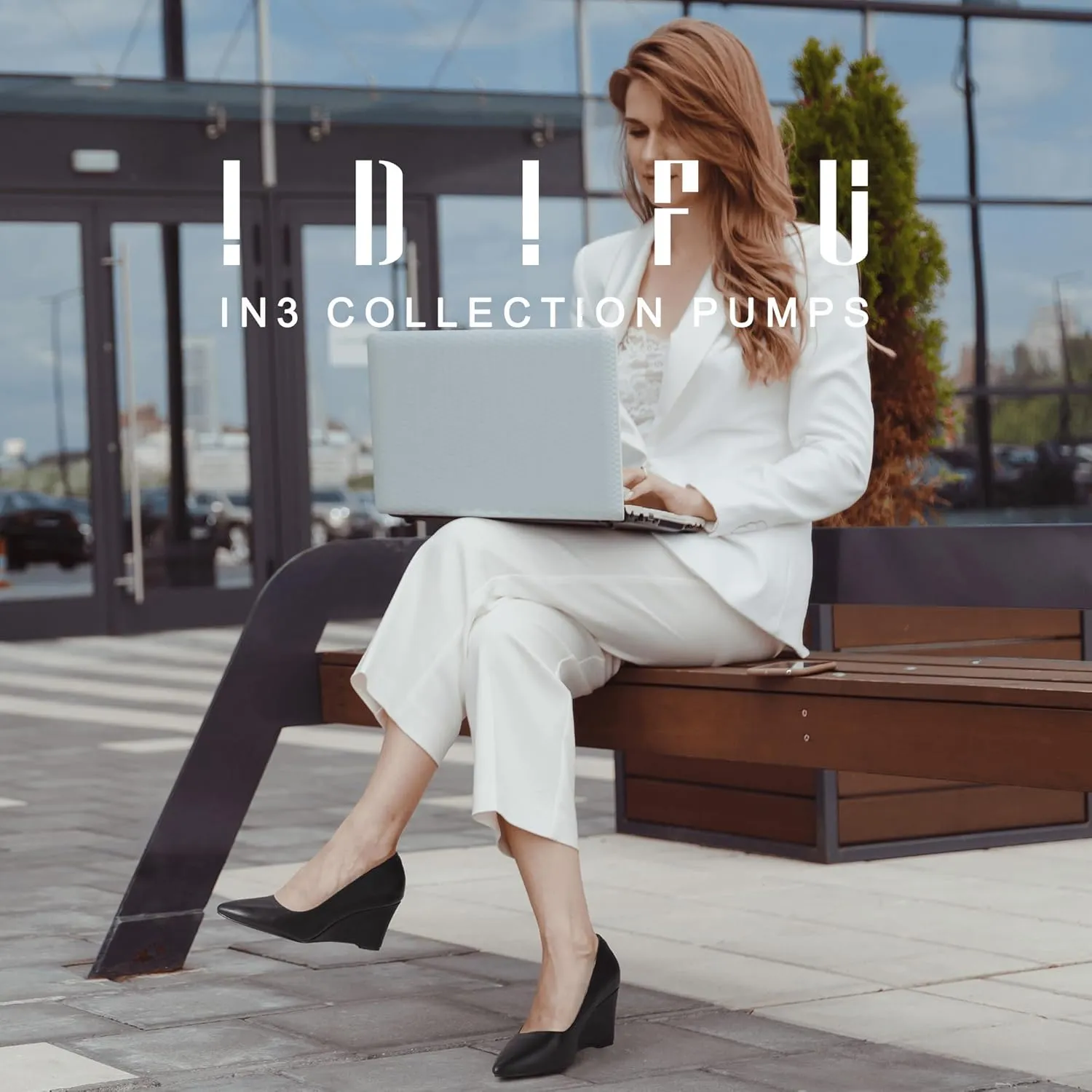 IDIFU IN3 Wedges for Women Closed Toe Pumps Low Heel Pointed Toe Work Wedding Bridal Office Formal Business Dress Casual Dressy Comfortable Trendy Fashion Shoes