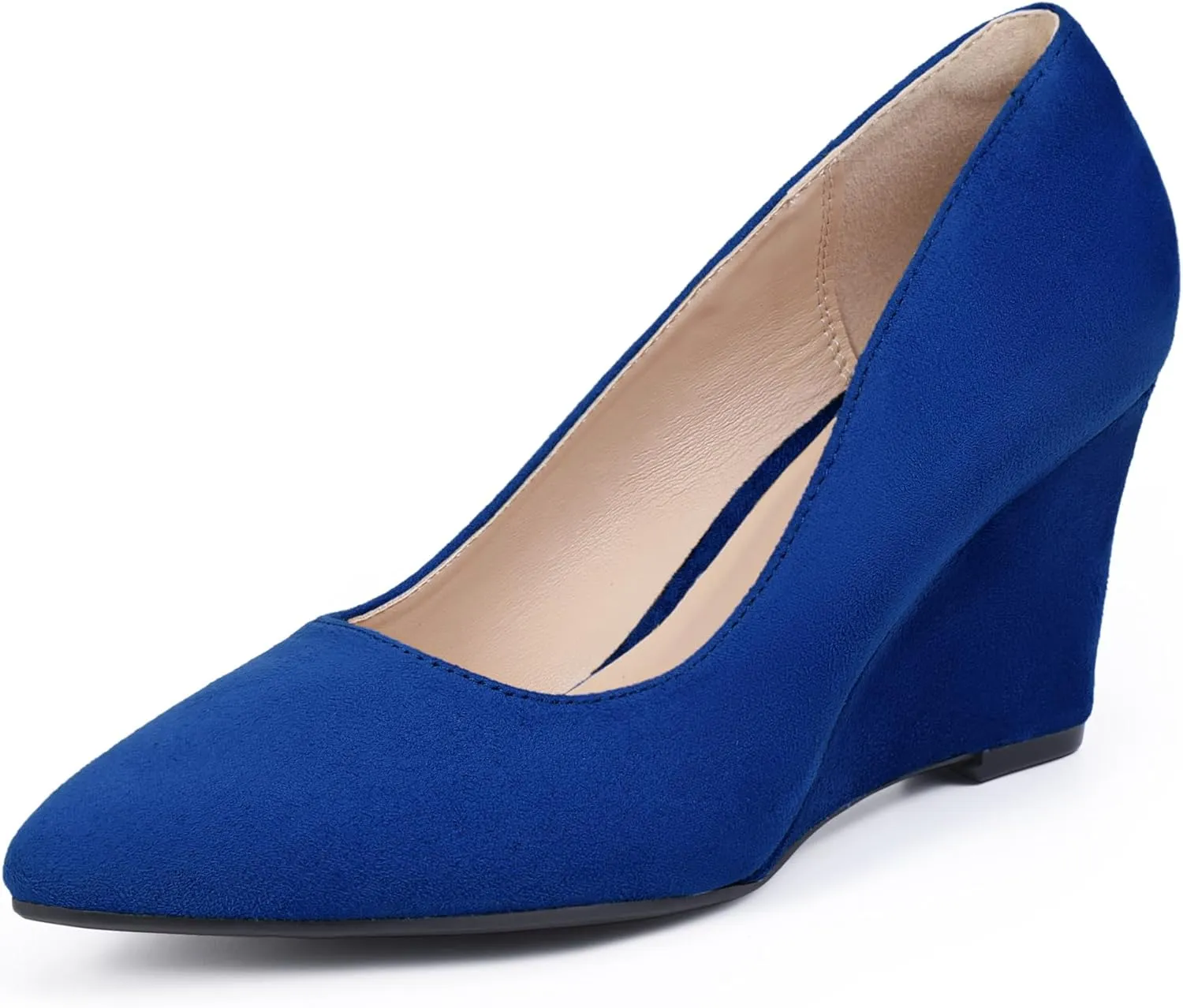 IDIFU IN3 Wedges for Women Closed Toe Pumps Low Heel Pointed Toe Work Wedding Bridal Office Formal Business Dress Casual Dressy Comfortable Trendy Fashion Shoes