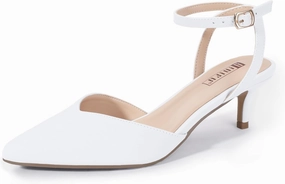 IDIFU IN2 Women's Pumps Closed Toe Kitten Heels Slingback Low Pointed Toe Short Ankle Strap Heels Wedding Bride Prom Bridal Work Dress Shoes for Women Comfortable Cute Trendy Pumps Shoes
