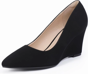 IDIFU IN3 Wedges for Women Closed Toe Pumps Low Heel Pointed Toe Work Wedding Bridal Office Formal Business Dress Casual Dressy Comfortable Trendy Fashion Shoes