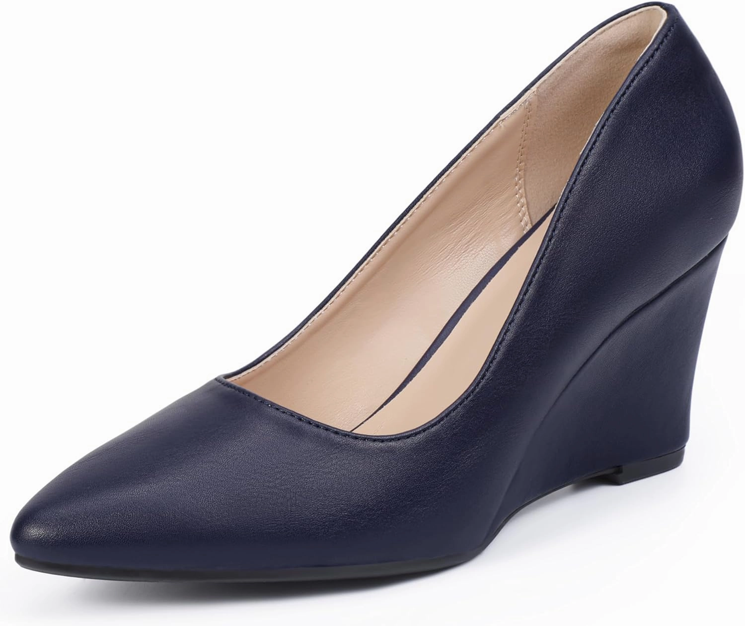 IDIFU IN3 Wedges for Women Closed Toe Pumps Low Heel Pointed Toe Work Wedding Bridal Office Formal Business Dress Casual Dressy Comfortable Trendy Fashion Shoes