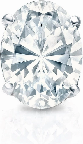 IGI Certified14k White Gold 4-Prong Basket Oval Diamond SINGLE STUD Earring (1 cttw, G-H, SI1-SI2) SB