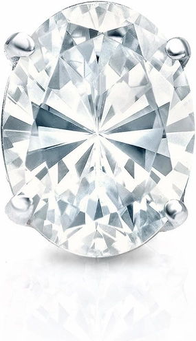 IGI Certified 14k White Gold 4-Prong Basket Oval Diamond SINGLE STUD Earring (1 cttw, G-H, SI1-SI2)