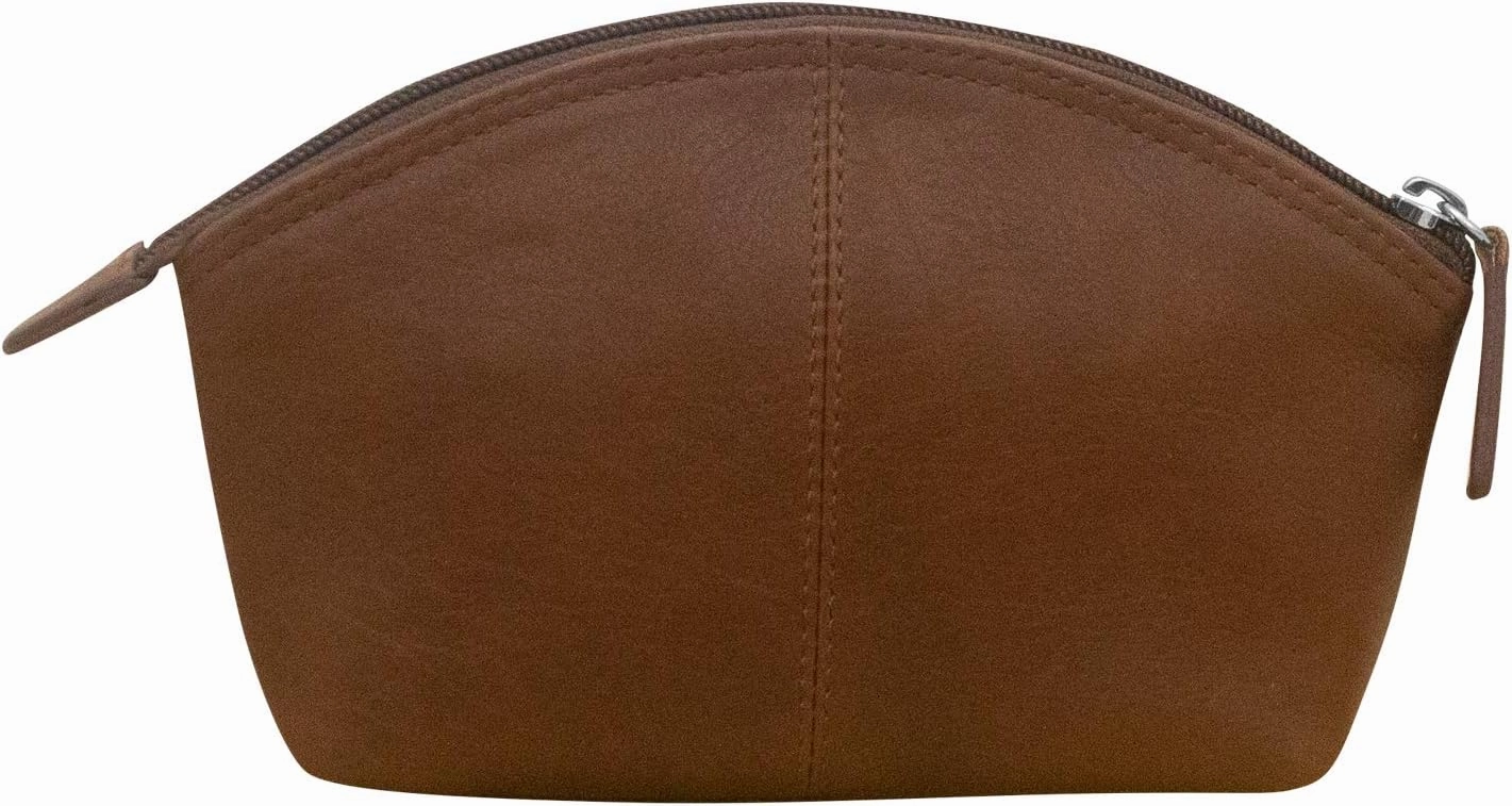 ili New York Genuine Leather Cosmetic Pouch – RFID Blocking, Leather Makeup Bag for Purse with Top Zip Closure & Interior Zip Pocket, Perfect as a Compact and Stylish Travel Cosmetic Bag