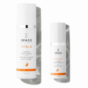 IMAGE Skincare VITAL C Set - Hydrating Facial Cleanser   Intense Moisturizer with Vitamins C, E, & A, with Hyaluronic Acid & Shea Butter, for Dry Skin (6 oz  1.7 oz)