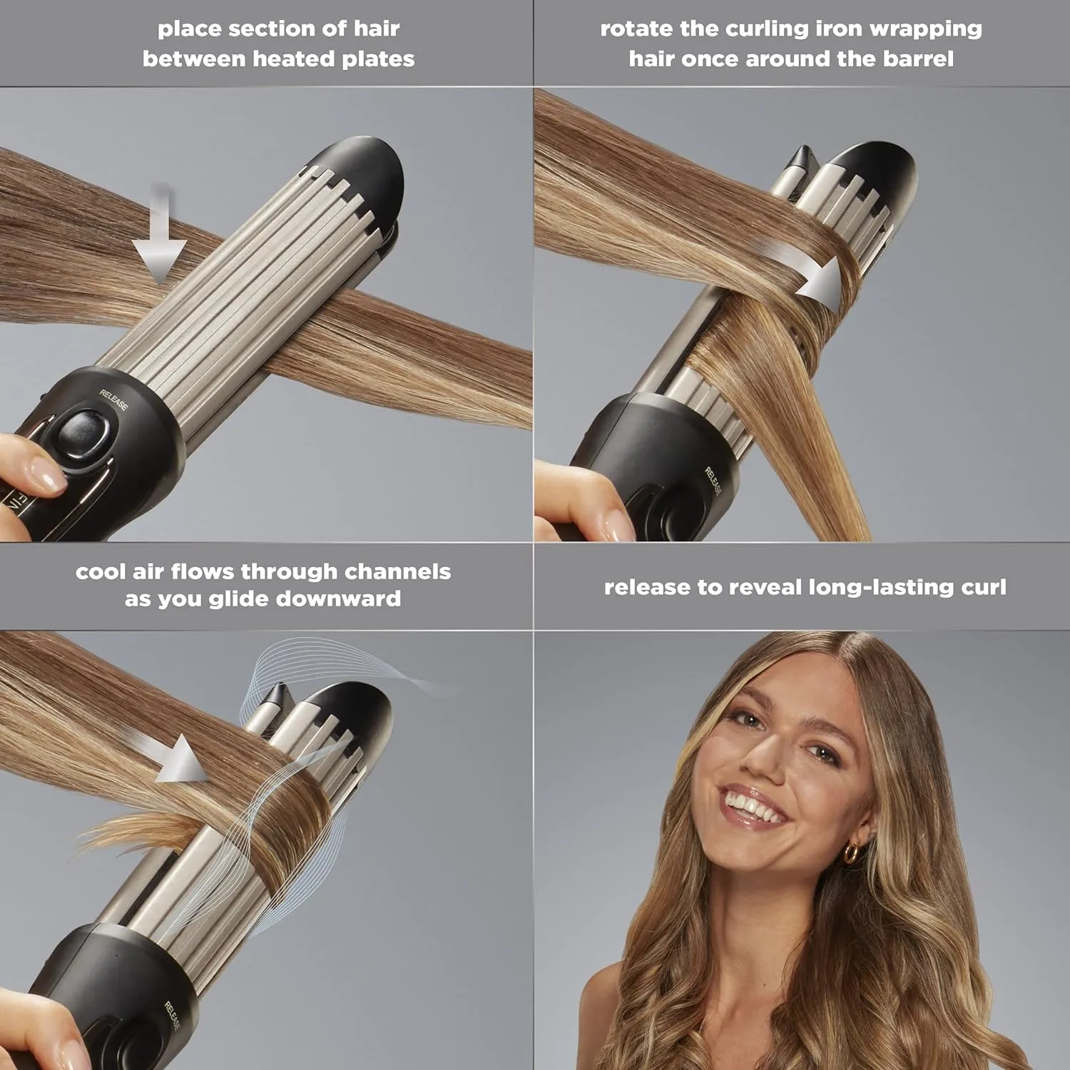 INFINITIPRO BY CONAIR Cool Air Curling Iron, Protects Against Damage and Locks in Style for Effortless Long Lasting Curls & Waves, Black