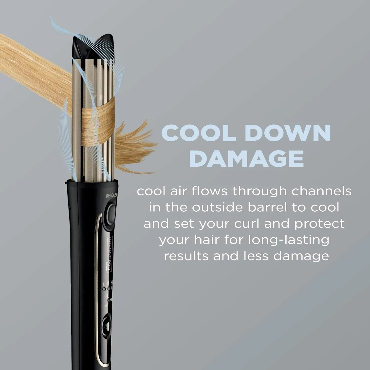 INFINITIPRO BY CONAIR Cool Air Curling Iron, Protects Against Damage and Locks in Style for Effortless Long Lasting Curls & Waves, Black