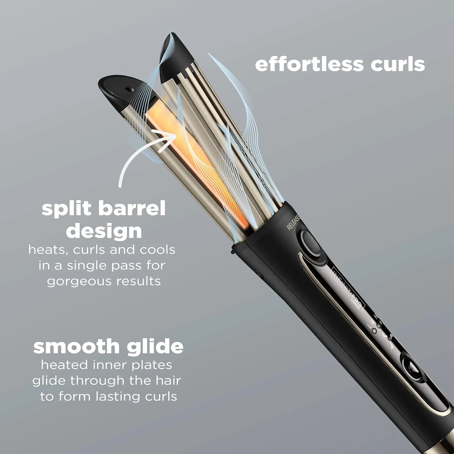 INFINITIPRO BY CONAIR Cool Air Curling Iron, Protects Against Damage and Locks in Style for Effortless Long Lasting Curls & Waves, Black