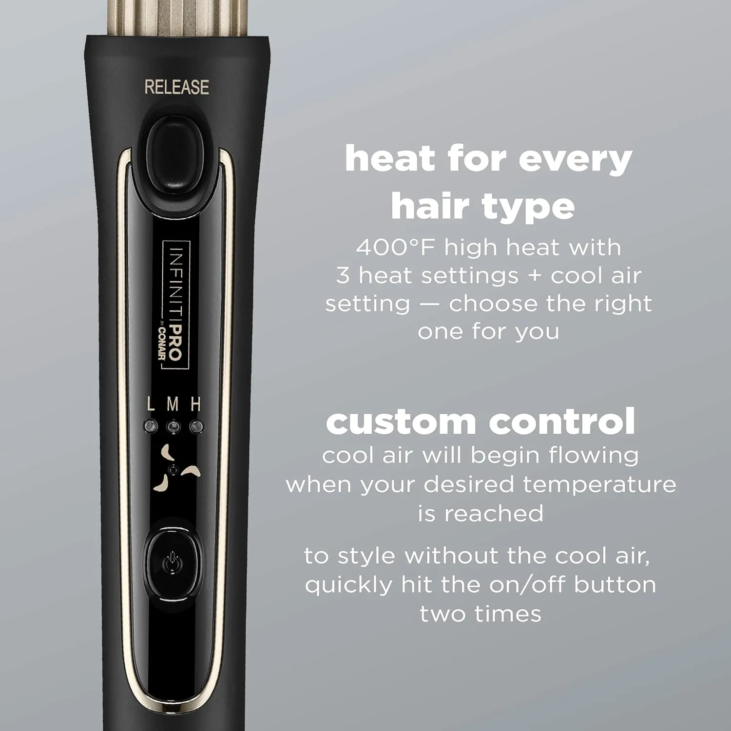 INFINITIPRO BY CONAIR Cool Air Curling Iron, Protects Against Damage and Locks in Style for Effortless Long Lasting Curls & Waves, Black
