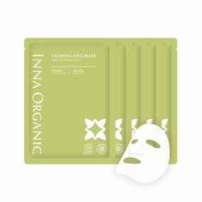 INNA ORGANIC Sheet Mask - Calming & Soothing for Sensitive Skin, EWG & COSMOS Certified (Pack of 5) | Green Tea & Rose Infused Skin Care | Luxury Clean Beauty