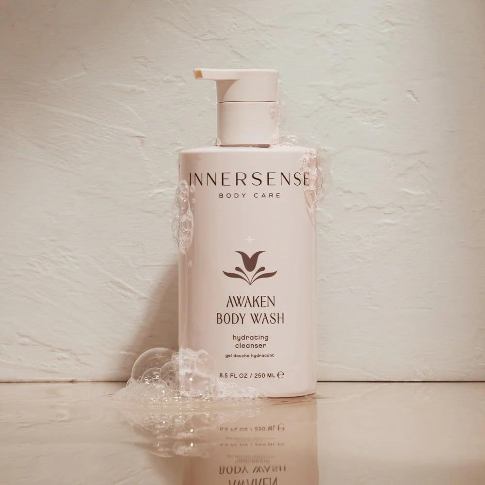 INNERSENSE Organic Beauty - Awaken Body Wash | Avocado Oil, Vitamins B5, C   D to Gently Cleanse, Soften, Soothe Skin | Clean, Non-Toxic, Cruelty-Free | Paraben   Phthalate Free (8.5 fl oz | 250 ml)