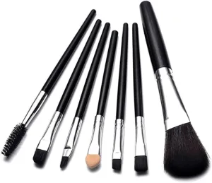 IOCCIOBB Black Portable Makeup Brushes Set Eye Shadow Brush Cosmetic Foundation Powder Eyelash Eyebrow Makeup Brush 7Pcs
