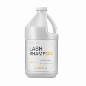 ISLA & FONTANE Lash Shampoo Bulk – Pura White 64 fl oz | Gentle Eyelash Shampoo for Extensions | Sensitive Eye Lash Foam Cleanser | Oil-Free Lash Bath for Home & Salon Use