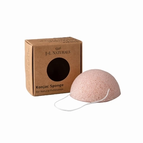 J&L Naturals Konjac Sponge | Exfoliating Face & Body Sponge for All Skin Types | Gentle Scrub | Cruelty Free, Vegan, Natural, Sustainable (Cherry Blossom (For Normal/Dull Skin), 2-Pack Duo)