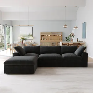 JACH L Shape Sectional Couches for Living Room, Modern Modular Convertible Sofa, Cloud Couch, Thick Cushion, Couch Covers Removable, Sectional Sofas for Living Room Apartment (Black)