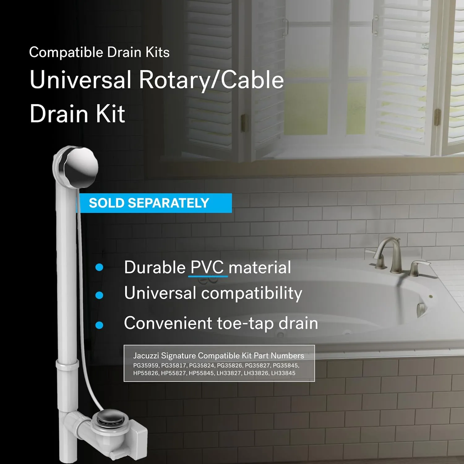 Jacuzzi SIGNATURE Acrylic Oval Drop-In Bathtub, Soaking Sanctuary, Slip Resistant, Right Drain Placement, 72" (L) x 42" (W), Oval In Rectangle, 3-Tile Flange, Oyster