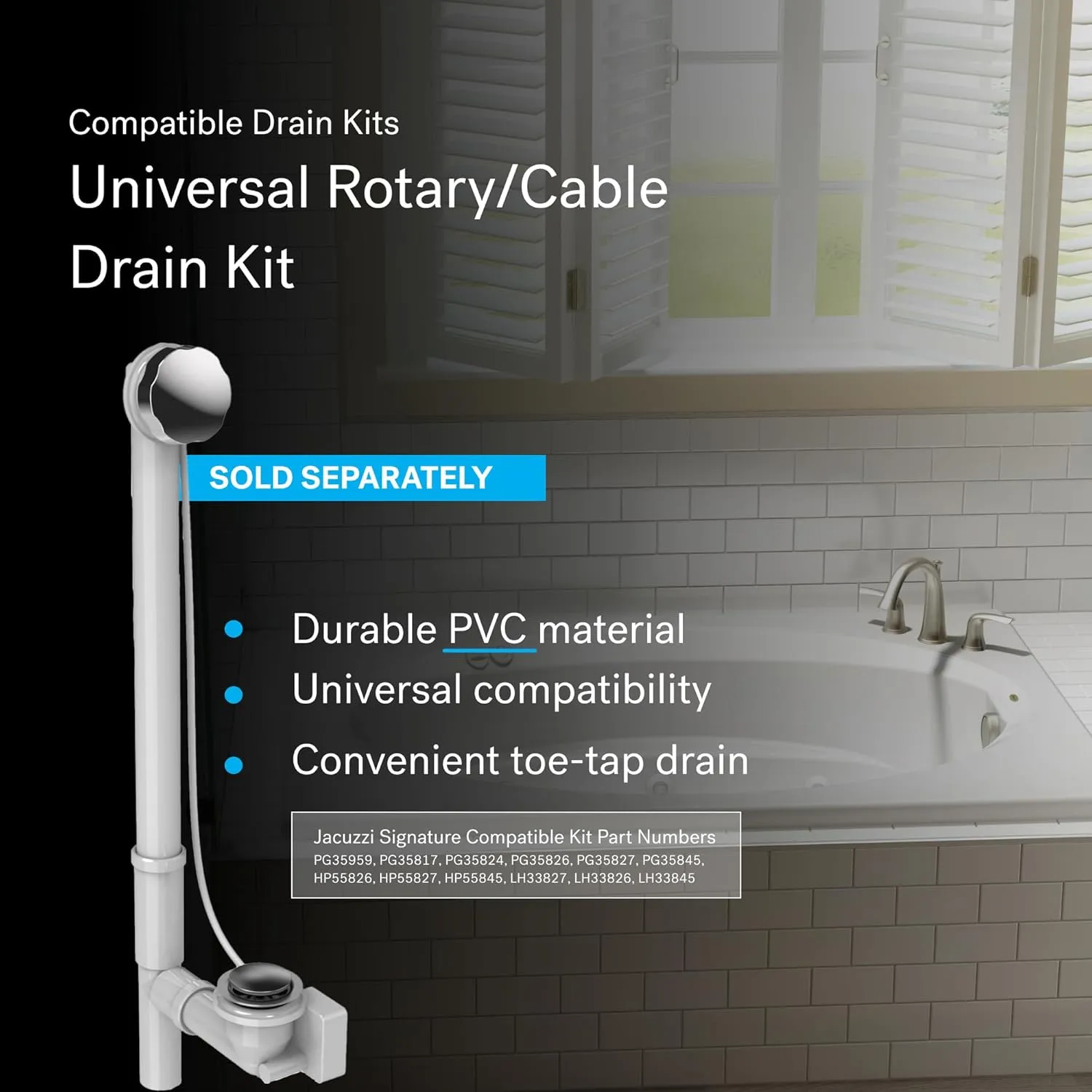 Jacuzzi SIGNATURE Acrylic Oval Drop-In Bathtub, Soaking Sanctuary, Slip Resistant, Right Drain Placement, 72" (L) x 42" (W), Oval In Rectangle, 3-Tile Flange, White