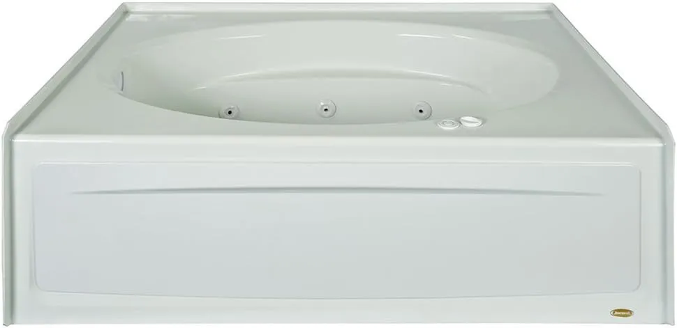 Jacuzzi SIGNATURE Acrylic Skirted Oval in Rectangle Whirlpool Bathtub, 60” (L) x 42” (W) Includes 6 Jet Message, Slip Resistant, Left Drain Placement, White