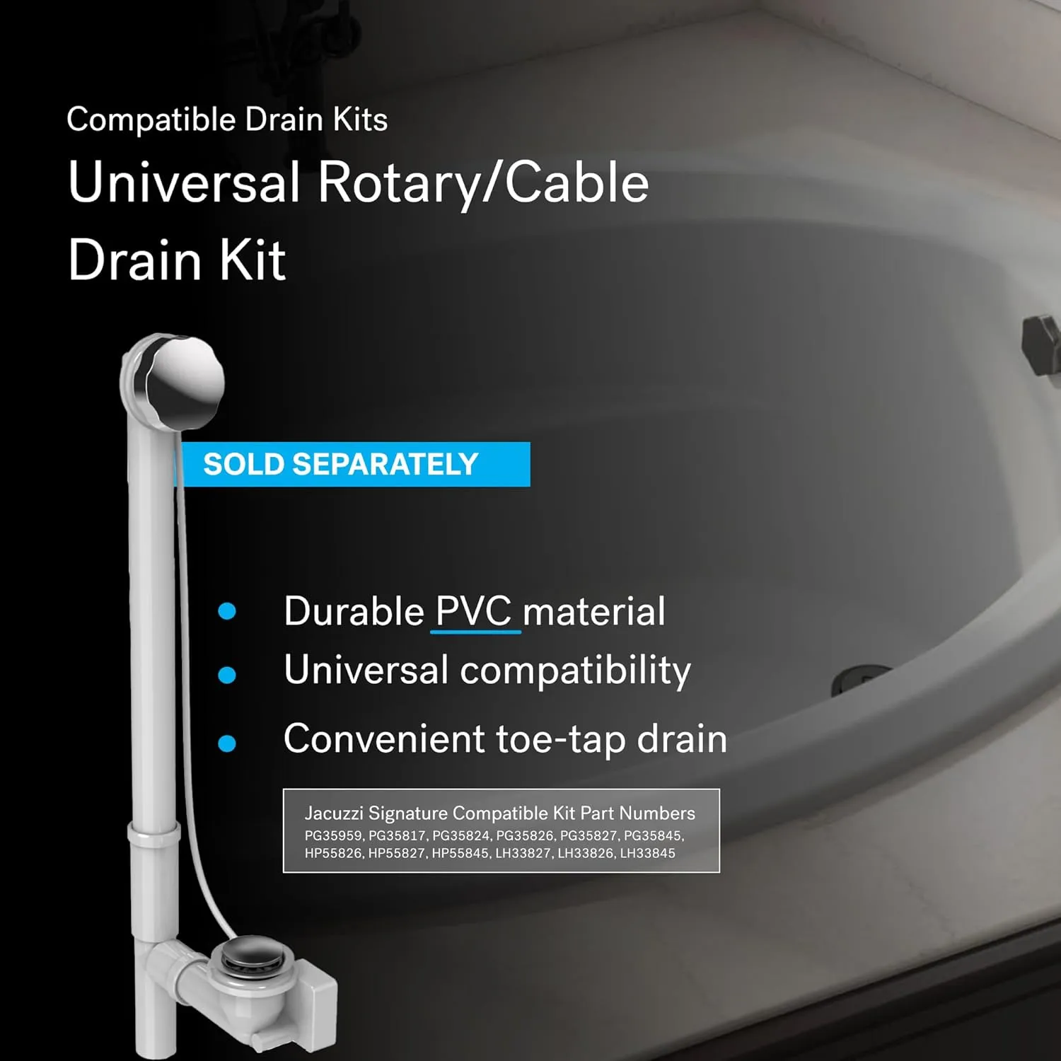 Jacuzzi SIGNATURE Acrylic Whirlpool Oval Drop-In Bathtub, Includes Heater & 6 Jet Massage, Slip Resistant, Right Drain Placement, 59" (L) x 41" (W), Oyster