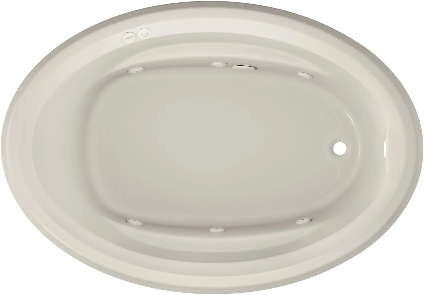 Jacuzzi SIGNATURE Acrylic Whirlpool Oval Drop-In Bathtub, Includes Heater & 6 Jet Massage, Slip Resistant, Right Drain Placement, 59" (L) x 41" (W), Oyster