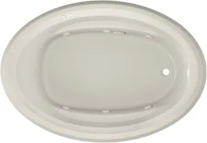 Jacuzzi SIGNATURE Acrylic Whirlpool Oval Drop-In Bathtub, Includes Heater & 6 Jet Massage, Slip Resistant, Right Drain Placement, 59" (L) x 41" (W), Oyster