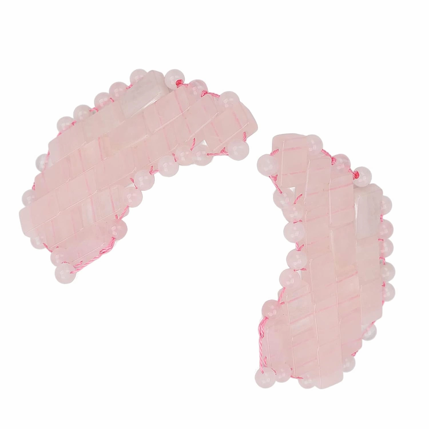 Jade Eye Mask, 2Pcs Rose Quartz Eye Mask, Massage Relaxing Sleeping Jade Mask for Eyes, Weighted Eye Mask with Real Jade for Hot & Cold Therapy, Jade Mask for Tighten and Minimize Pores