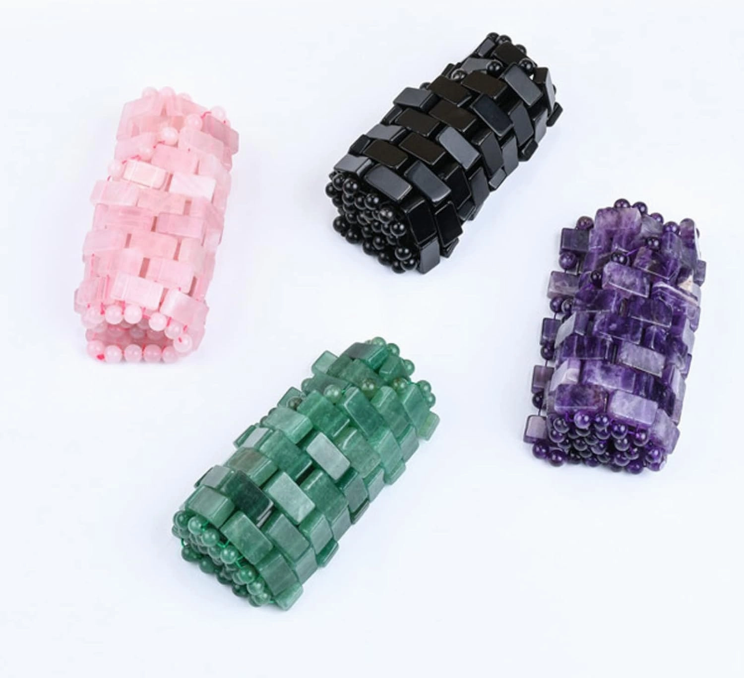 Jade Eye Mask Face Massage Roller Set Natural Rose Quartz Sleeping Eye Mask Facial Roller,Obsidian Roller Set