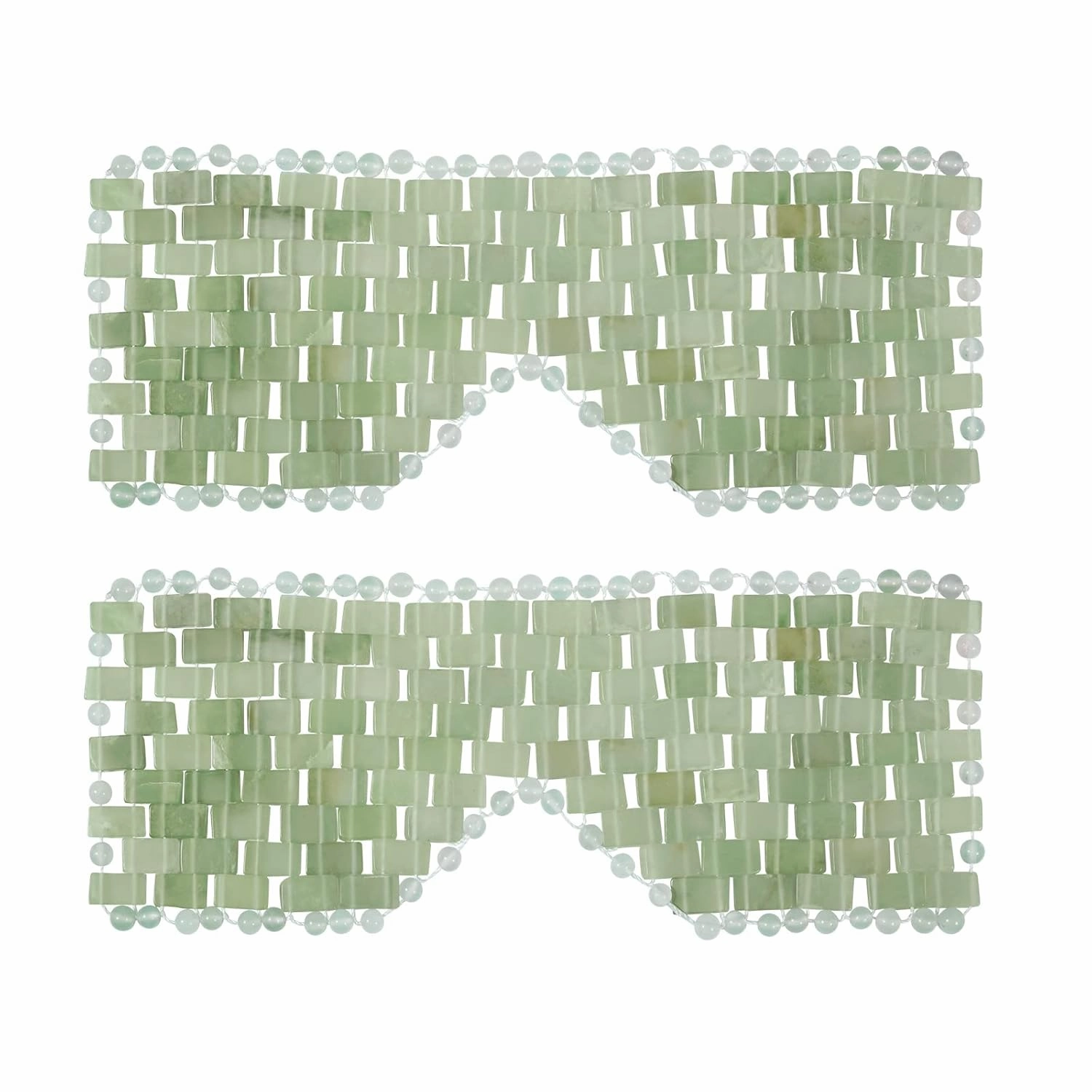 Jade Eye Mask, gemshan 2 Pcs Stone Eye Mask Hot or Cold Use, Green Jade Facial Eye Sleeping Mask