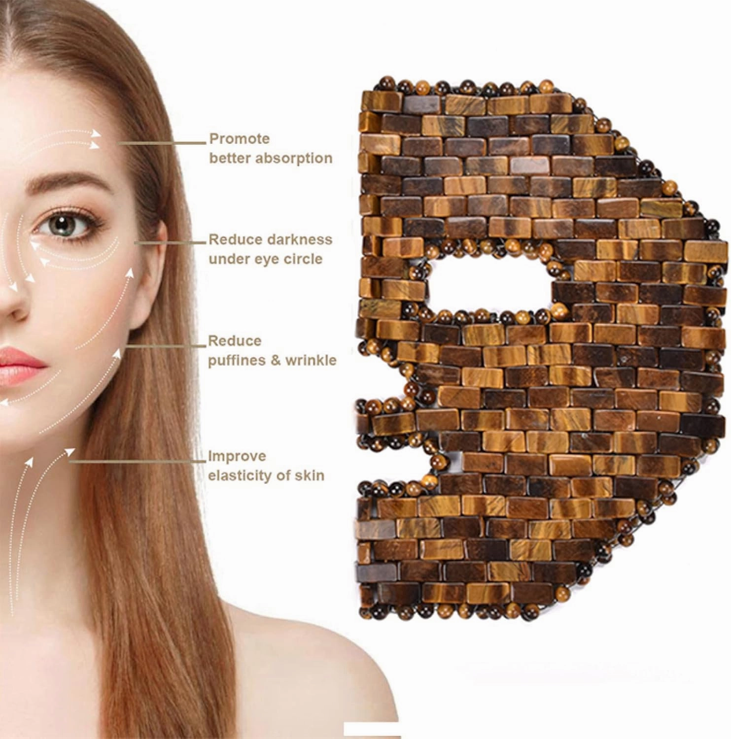 Jade Face Mask 10 Types Natural Stone Facial Massager Rose Quartz Cold Crystal Skin Care Tools,Obsidian Mask