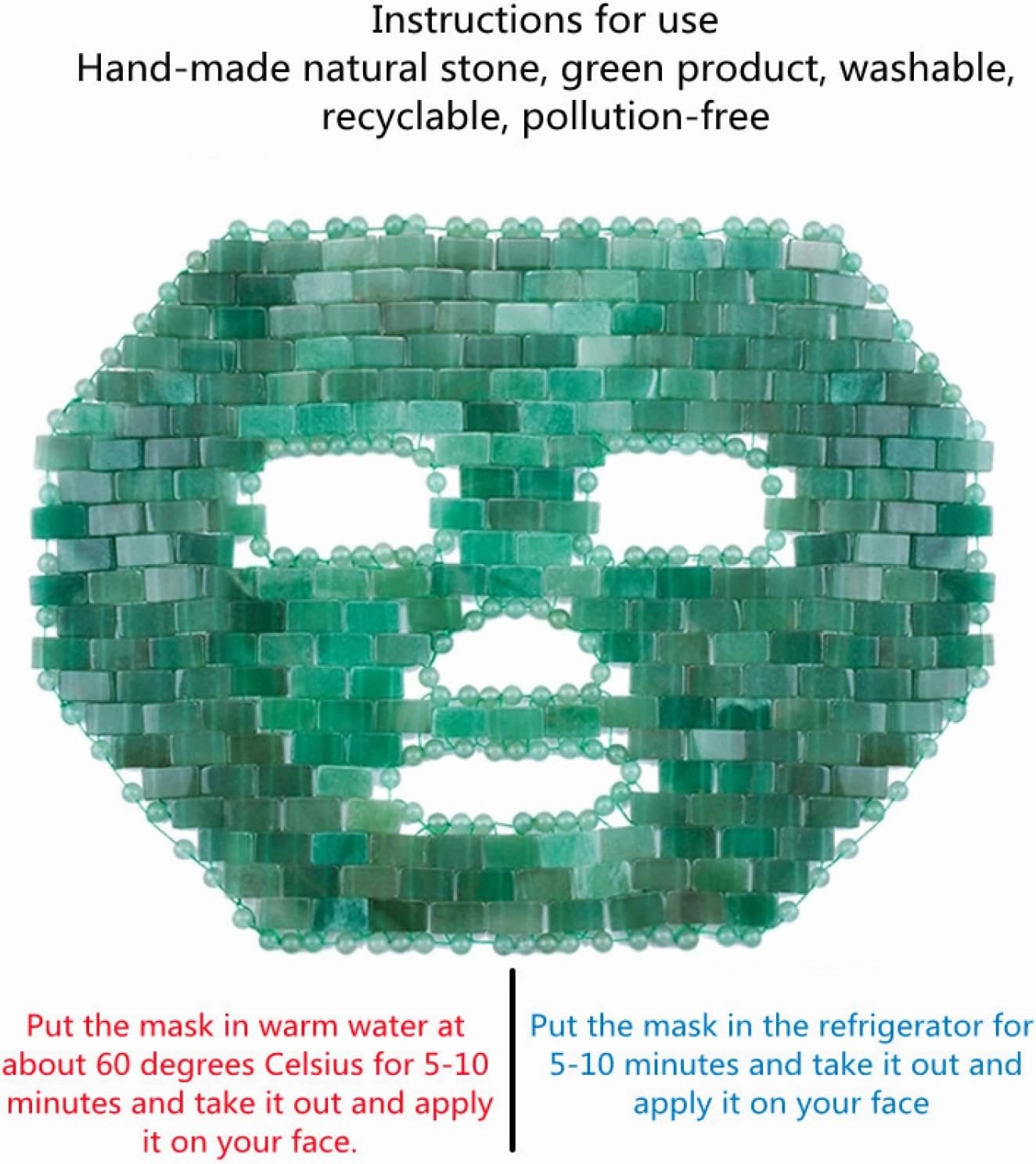 Jade Face Mask 10 Types Natural Stone Facial Massager Rose Quartz Cold Crystal Skin Care Tools,Obsidian Mask