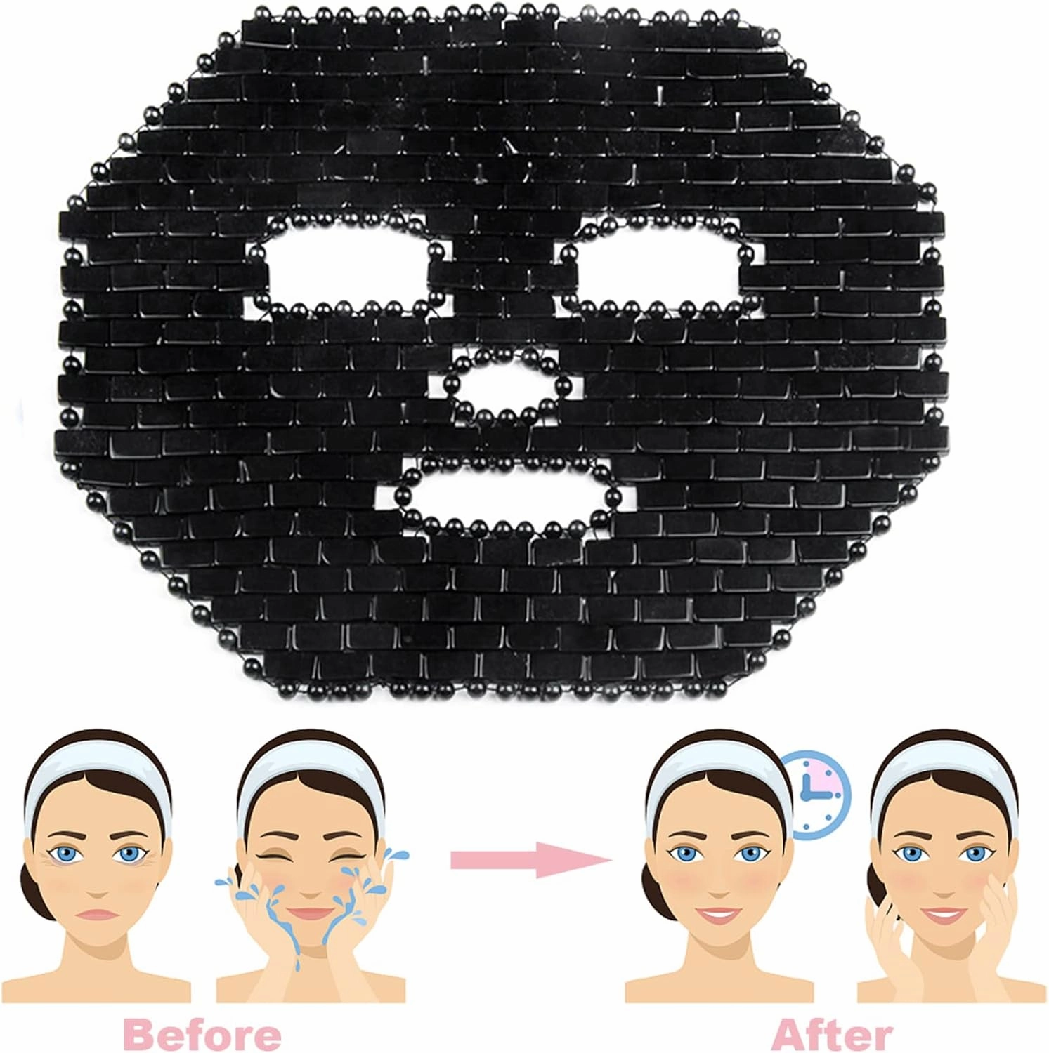 Jade Face Mask 10 Types Natural Stone Facial Massager Rose Quartz Cold Crystal Skin Care Tools,Obsidian Mask