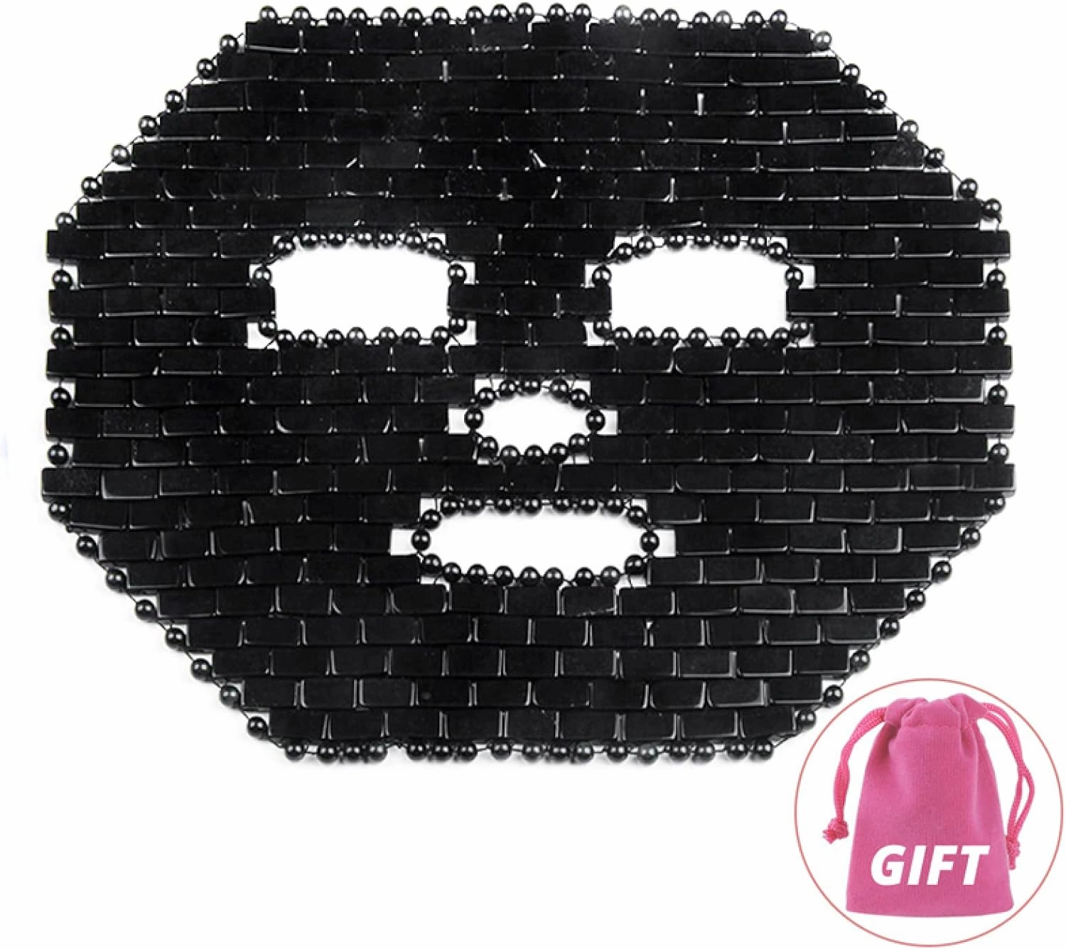 Jade Face Mask 10 Types Natural Stone Facial Massager Rose Quartz Cold Crystal Skin Care Tools,Obsidian Mask
