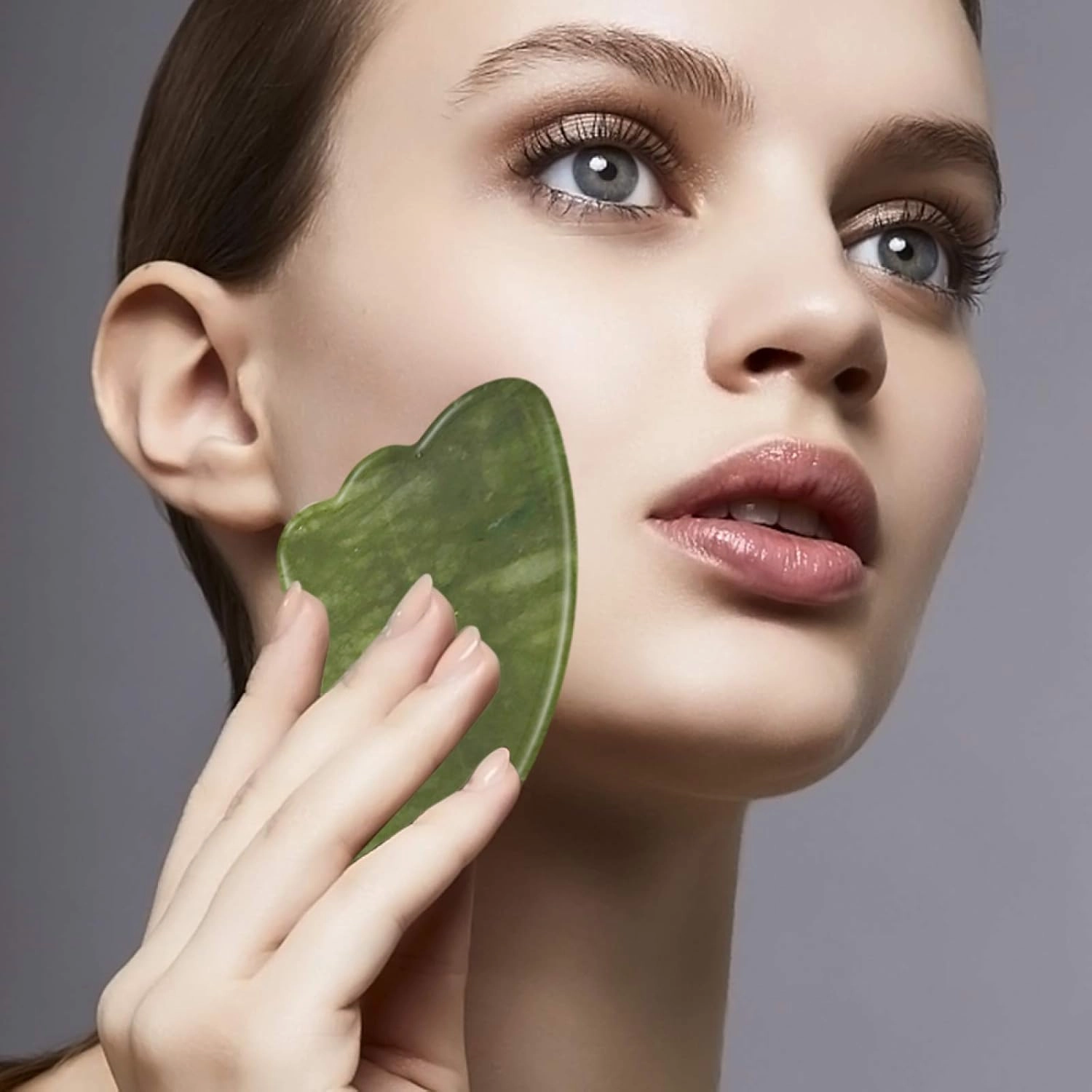 Jade Face Roller Gua Sha Facial Massager 100% Natural Real Stone Gouache Scraper Face Skin Massage Tools,Massage Roller-Set G