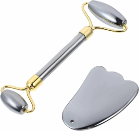 Jade Face Roller Terahertz Facial Rollers Gua Sha Massage Beauty Skin Care Tool Massager Set Eye Neck Body Muscle Relaxing Relieve Fine Lines