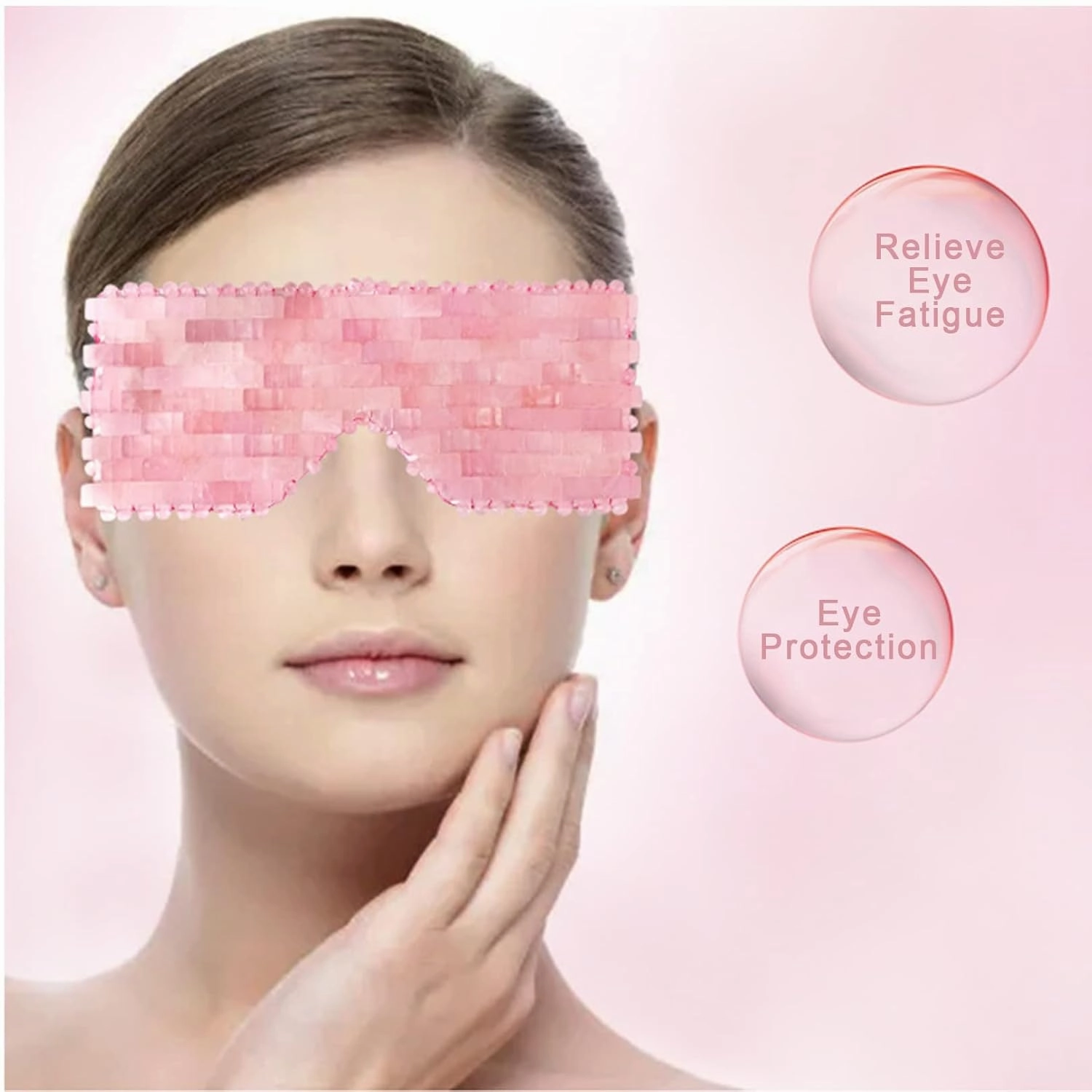Jade Facial Mask Natural Crystal Stone Anti-aging Sleeping Masks Rose Quartz Skincare Massager Cold Therapy Beauty Tool for Puffy Eyes Dark Circles Face Caring gift (Color : Pink, Size : 4 PCS SET)