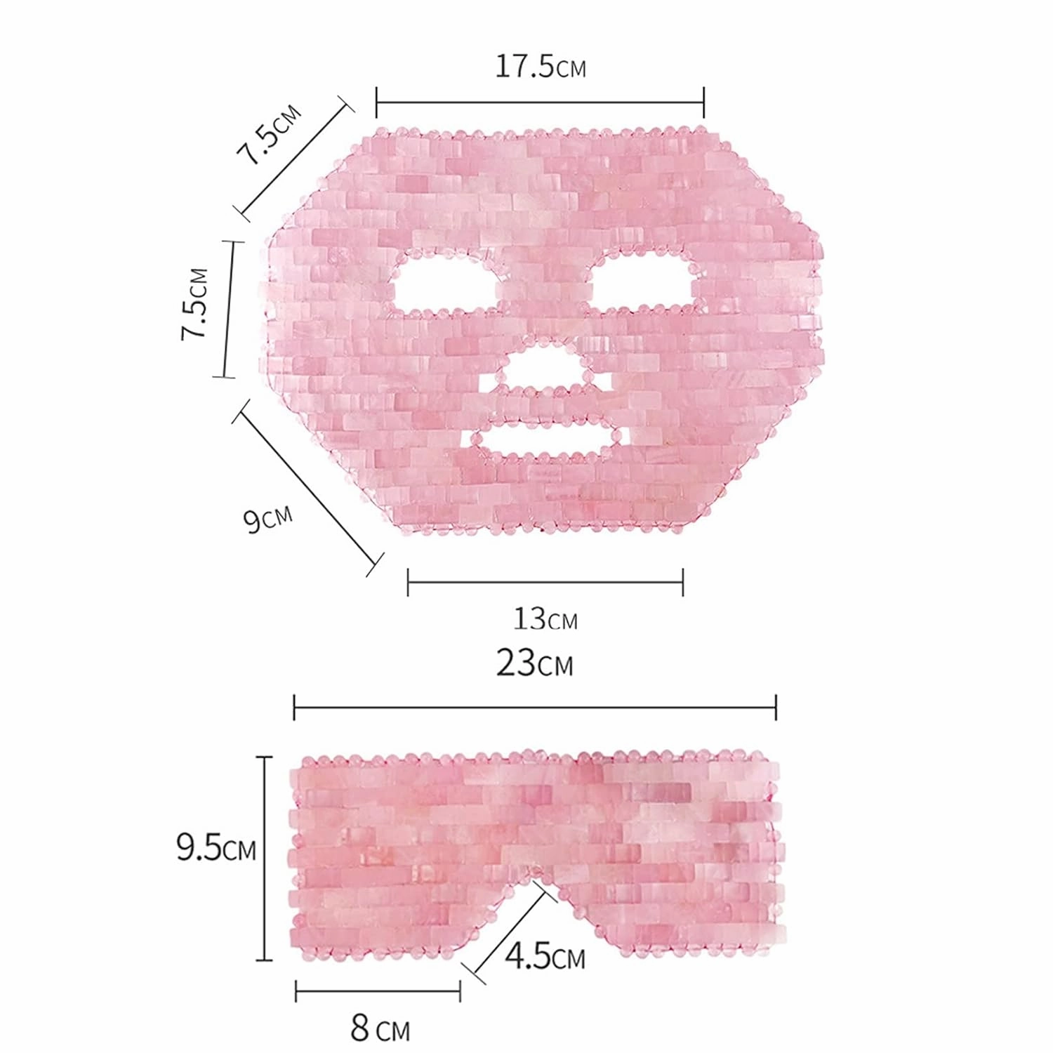 Jade Facial Mask Natural Crystal Stone Anti-aging Sleeping Masks Rose Quartz Skincare Massager Cold Therapy Beauty Tool for Puffy Eyes Dark Circles Face Caring gift (Color : Pink, Size : 4 PCS SET)