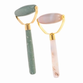 Jade Massager Rollers 2pcs Facial Roller for Face Body and Eye Traditional Chinese Massage for Ages