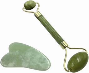 Jade Roller and Gua Sha Scraping Massage Tool with Protective Box for Facial Skin Care Anti-Aging Facial Jade Stone Set Face Eye Neck Beauty Roller
