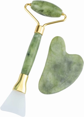 Jade Roller Powder Crystal Facial Mask Brush Roller Shaving Plate Set,Southern Jade